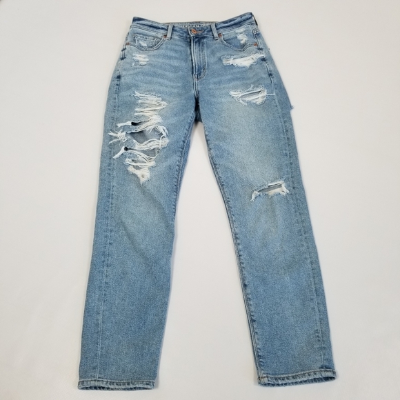 American Eagle Outfitters Denim - American Eagle Mom Jeans Destructed Size 2